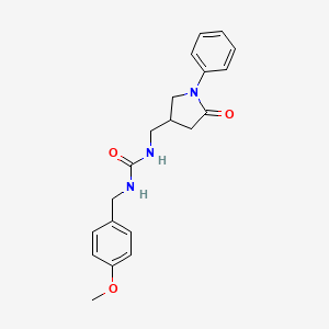 molecular formula C20H23N3O3 B2852921 1-(4-Methoxybenzyl)-3-((5-oxo-1-phenylpyrrolidin-3-yl)methyl)urea CAS No. 954695-83-1