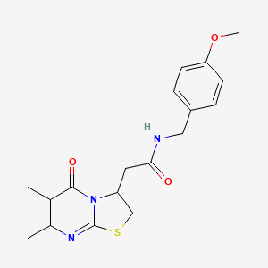 molecular formula C18H21N3O3S B2852923 2-(6,7-dimethyl-5-oxo-3,5-dihydro-2H-thiazolo[3,2-a]pyrimidin-3-yl)-N-(4-methoxybenzyl)acetamide CAS No. 953017-16-8