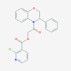 2-oxo-2-(3-phenyl-3,4-dihydro-2H-1,4-benzoxazin-4-yl)ethyl 2-chloropyridine-3-carboxylate