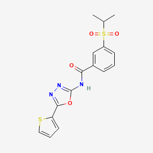 molecular formula C16H15N3O4S2 B2852928 3-(isopropylsulfonyl)-N-(5-(thiophen-2-yl)-1,3,4-oxadiazol-2-yl)benzamide CAS No. 941993-07-3