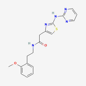 molecular formula C18H19N5O2S B2852955 N-(2-methoxyphenethyl)-2-(2-(pyrimidin-2-ylamino)thiazol-4-yl)acetamide CAS No. 1226457-37-9