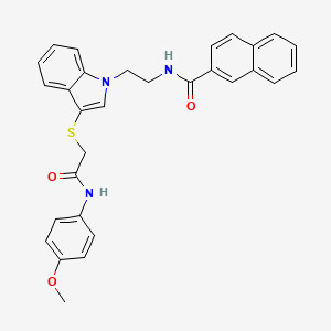 molecular formula C30H27N3O3S B2852957 N-{2-[3-({[(4-methoxyphenyl)carbamoyl]methyl}sulfanyl)-1H-indol-1-yl]ethyl}naphthalene-2-carboxamide CAS No. 533865-51-9