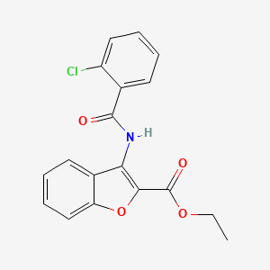 molecular formula C18H14ClNO4 B2852974 Ethyl 3-(2-chlorobenzamido)benzofuran-2-carboxylate CAS No. 477498-96-7