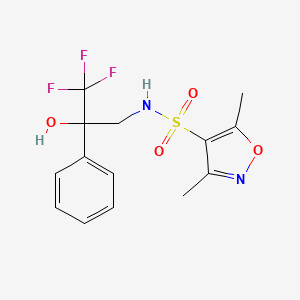 molecular formula C14H15F3N2O4S B2852976 3,5-dimethyl-N-(3,3,3-trifluoro-2-hydroxy-2-phenylpropyl)isoxazole-4-sulfonamide CAS No. 1351641-19-4