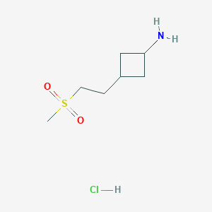 molecular formula C7H16ClNO2S B2852985 3-(2-Methylsulfonylethyl)cyclobutan-1-amine;hydrochloride CAS No. 2460754-98-5