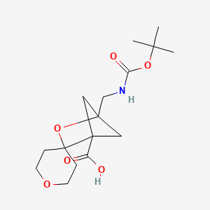molecular formula C16H25NO6 B2852986 4-({[(Tert-butoxy)carbonyl]amino}methyl)-3-oxaspiro[bicyclo[2.1.1]hexane-2,4'-oxane]-1-carboxylic acid CAS No. 2225142-48-1