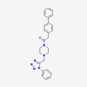 molecular formula C26H26N6O B2852989 2-([1,1'-biphenyl]-4-yl)-1-(4-((1-phenyl-1H-tetrazol-5-yl)methyl)piperazin-1-yl)ethanone CAS No. 1021226-53-8