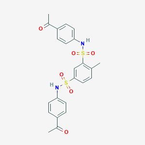 molecular formula C23H22N2O6S2 B285299 N~1~,N~3~-bis(4-acetylphenyl)-4-methyl-1,3-benzenedisulfonamide 