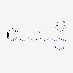 molecular formula C18H17N3O2S B2853002 2-(benzylthio)-N-((3-(furan-3-yl)pyrazin-2-yl)methyl)acetamide CAS No. 2034315-72-3