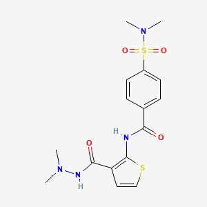 molecular formula C16H20N4O4S2 B2853006 N-[3-(N',N'-dimethylhydrazinecarbonyl)thiophen-2-yl]-4-(dimethylsulfamoyl)benzamide CAS No. 893128-72-8