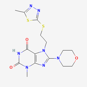 3-methyl-7-(2-((5-methyl-1,3,4-thiadiazol-2-yl)thio)ethyl)-8-morpholino-1H-purine-2,6(3H,7H)-dione