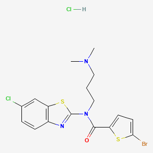 molecular formula C17H18BrCl2N3OS2 B2853073 5-BROMO-N-(6-CHLORO-1,3-BENZOTHIAZOL-2-YL)-N-[3-(DIMETHYLAMINO)PROPYL]THIOPHENE-2-CARBOXAMIDE HYDROCHLORIDE CAS No. 1216603-82-5