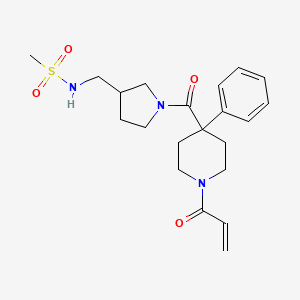 molecular formula C21H29N3O4S B2853082 N-[[1-(4-Phenyl-1-prop-2-enoylpiperidine-4-carbonyl)pyrrolidin-3-yl]methyl]methanesulfonamide CAS No. 2361896-39-9