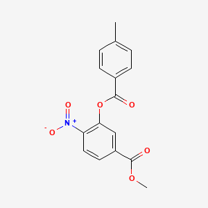 molecular formula C16H13NO6 B2853095 Methyl 3-((4-methylbenzoyl)oxy)-4-nitrobenzenecarboxylate CAS No. 297149-77-0