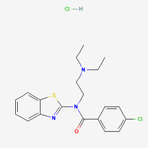 molecular formula C20H23Cl2N3OS B2853107 N-(1,3-BENZOTHIAZOL-2-YL)-4-CHLORO-N-[2-(DIETHYLAMINO)ETHYL]BENZAMIDE HYDROCHLORIDE CAS No. 1215649-12-9