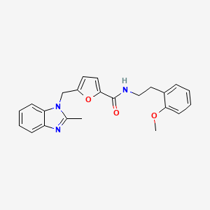 molecular formula C23H23N3O3 B2853109 N-(2-methoxyphenethyl)-5-((2-methyl-1H-benzo[d]imidazol-1-yl)methyl)furan-2-carboxamide CAS No. 1172346-74-5