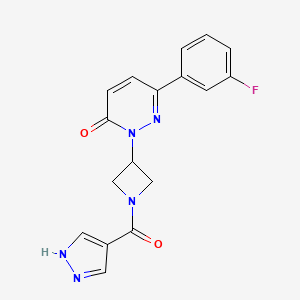 molecular formula C17H14FN5O2 B2853152 6-(3-fluorophenyl)-2-[1-(1H-pyrazole-4-carbonyl)azetidin-3-yl]-2,3-dihydropyridazin-3-one CAS No. 2380085-21-0