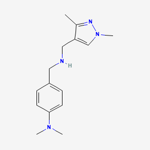 molecular formula C15H22N4 B2853166 4-((((1,3-Dimethyl-1H-pyrazol-4-yl)methyl)amino)methyl)-N,N-dimethylaniline CAS No. 1006461-43-3