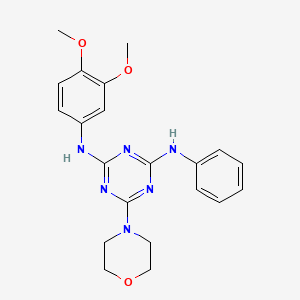 B2853186 N2-(3,4-dimethoxyphenyl)-6-morpholino-N4-phenyl-1,3,5-triazine-2,4-diamine CAS No. 924892-51-3