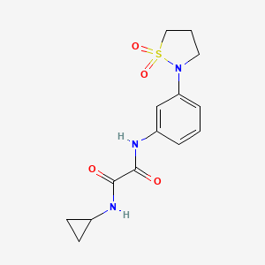 molecular formula C14H17N3O4S B2853188 N-cyclopropyl-N'-[3-(1,1-dioxo-1lambda6,2-thiazolidin-2-yl)phenyl]ethanediamide CAS No. 1105247-36-6