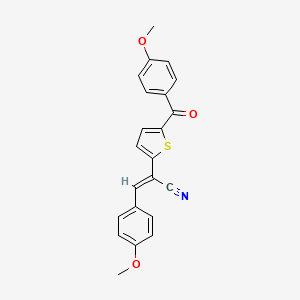 molecular formula C22H17NO3S B2853216 (2E)-2-[5-(4-methoxybenzoyl)thiophen-2-yl]-3-(4-methoxyphenyl)prop-2-enenitrile CAS No. 338966-66-8