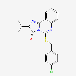 molecular formula C20H18ClN3OS B2853240 5-{[(4-chlorophenyl)methyl]sulfanyl}-2-(propan-2-yl)-2H,3H-imidazo[1,2-c]quinazolin-3-one CAS No. 1023550-40-4