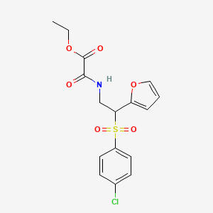 molecular formula C16H16ClNO6S B2853248 Ethyl 2-((2-((4-chlorophenyl)sulfonyl)-2-(furan-2-yl)ethyl)amino)-2-oxoacetate CAS No. 896332-12-0