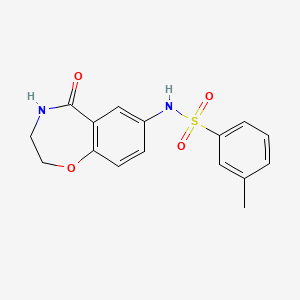 molecular formula C16H16N2O4S B2853249 3-methyl-N-(5-oxo-2,3,4,5-tetrahydrobenzo[f][1,4]oxazepin-7-yl)benzenesulfonamide CAS No. 922063-77-2