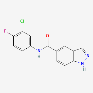 molecular formula C14H9ClFN3O B2853271 N-(3-chloro-4-fluorophenyl)-1H-indazole-5-carboxamide 