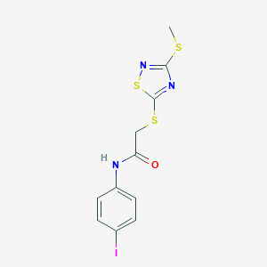 molecular formula C11H10IN3OS3 B285329 N-(4-iodophenyl)-2-{[3-(methylsulfanyl)-1,2,4-thiadiazol-5-yl]sulfanyl}acetamide 