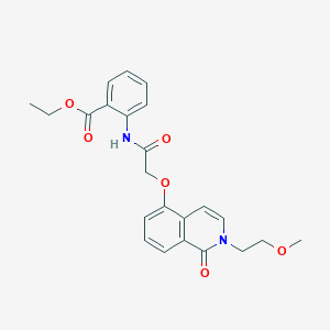 molecular formula C23H24N2O6 B2853294 Ethyl 2-(2-((2-(2-methoxyethyl)-1-oxo-1,2-dihydroisoquinolin-5-yl)oxy)acetamido)benzoate CAS No. 898411-77-3
