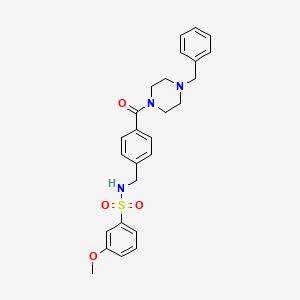 molecular formula C26H29N3O4S B2853365 N-{4-[(4-benzyl-1-piperazinyl)carbonyl]benzyl}-3-methoxybenzenesulfonamide CAS No. 690643-91-5