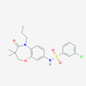 molecular formula C20H23ClN2O4S B2853367 3-chloro-N-(3,3-dimethyl-4-oxo-5-propyl-2,3,4,5-tetrahydro-1,5-benzoxazepin-8-yl)benzene-1-sulfonamide CAS No. 922049-62-5