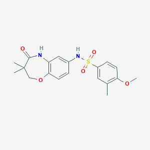 molecular formula C19H22N2O5S B2853390 N-(3,3-dimethyl-4-oxo-2,3,4,5-tetrahydrobenzo[b][1,4]oxazepin-7-yl)-4-methoxy-3-methylbenzenesulfonamide CAS No. 922133-43-5