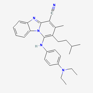 molecular formula C28H33N5 B2853398 1-{[4-(Diethylamino)phenyl]amino}-3-methyl-2-(3-methylbutyl)pyrido[1,2-a]benzimidazole-4-carbonitrile CAS No. 385392-35-8