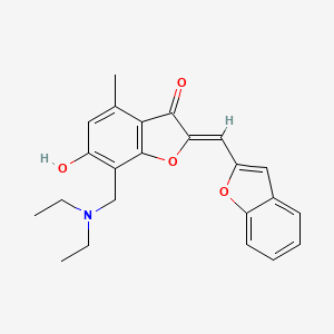 B2853403 (Z)-2-(benzofuran-2-ylmethylene)-7-((diethylamino)methyl)-6-hydroxy-4-methylbenzofuran-3(2H)-one CAS No. 929832-01-9