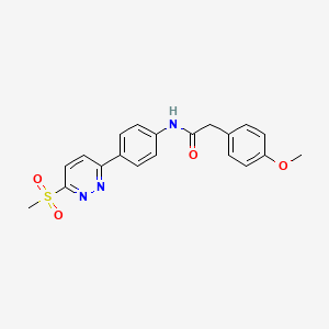 molecular formula C20H19N3O4S B2853408 2-(4-methoxyphenyl)-N-(4-(6-(methylsulfonyl)pyridazin-3-yl)phenyl)acetamide CAS No. 941898-46-0
