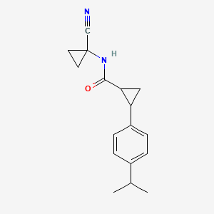 molecular formula C17H20N2O B2853417 N-(1-Cyanocyclopropyl)-2-(4-propan-2-ylphenyl)cyclopropane-1-carboxamide CAS No. 1436215-61-0