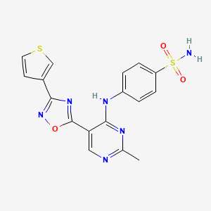 4-((2-Methyl-5-(3-(thiophen-3-yl)-1,2,4-oxadiazol-5-yl)pyrimidin-4-yl)amino)benzenesulfonamide