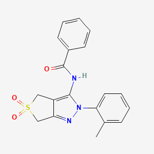 molecular formula C19H17N3O3S B2853438 N-(5,5-dioxido-2-(o-tolyl)-4,6-dihydro-2H-thieno[3,4-c]pyrazol-3-yl)benzamide CAS No. 681266-39-7