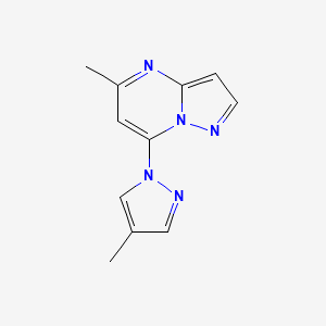molecular formula C11H11N5 B2853441 4-methyl-1-{5-methylpyrazolo[1,5-a]pyrimidin-7-yl}-1H-pyrazole CAS No. 2310154-37-9