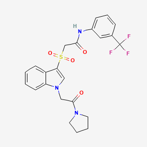 2-((1-(2-oxo-2-(pyrrolidin-1-yl)ethyl)-1H-indol-3-yl)sulfonyl)-N-(3-(trifluoromethyl)phenyl)acetamide