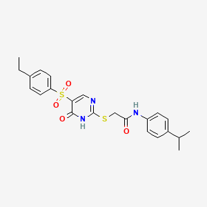 molecular formula C23H25N3O4S2 B2853483 2-((5-((4-ethylphenyl)sulfonyl)-6-oxo-1,6-dihydropyrimidin-2-yl)thio)-N-(4-isopropylphenyl)acetamide CAS No. 1021227-40-6