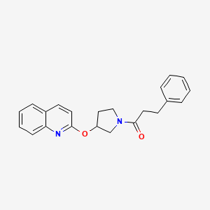 3-Phenyl-1-(3-(quinolin-2-yloxy)pyrrolidin-1-yl)propan-1-one