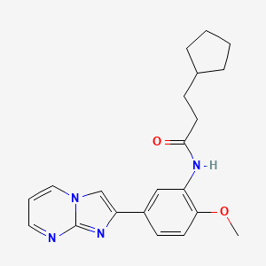 molecular formula C21H24N4O2 B2853500 3-cyclopentyl-N-(5-(imidazo[1,2-a]pyrimidin-2-yl)-2-methoxyphenyl)propanamide CAS No. 862810-64-8