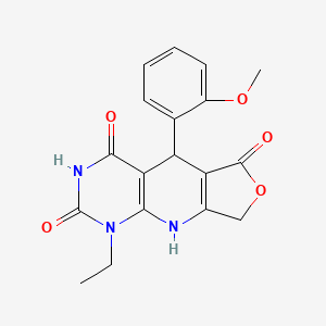 13-Ethyl-8-(2-methoxyphenyl)-5-oxa-2,11,13-triazatricyclo[7.4.0.0^{3,7}]trideca-1(9),3(7)-diene-6,10,12-trione