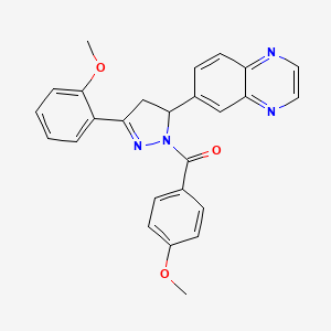 molecular formula C26H22N4O3 B2853507 (4-methoxyphenyl)(3-(2-methoxyphenyl)-5-(quinoxalin-6-yl)-4,5-dihydro-1H-pyrazol-1-yl)methanone CAS No. 946261-35-4