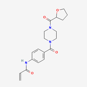 molecular formula C19H23N3O4 B2853508 N-[4-[4-(Oxolane-2-carbonyl)piperazine-1-carbonyl]phenyl]prop-2-enamide CAS No. 2361876-98-2