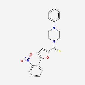 molecular formula C21H19N3O3S B2853510 (5-(2-Nitrophenyl)furan-2-yl)(4-phenylpiperazin-1-yl)methanethione CAS No. 301339-03-7