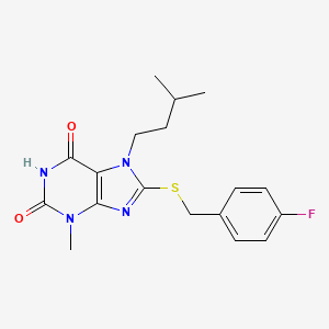 8-[(4-Fluorophenyl)methylsulfanyl]-3-methyl-7-(3-methylbutyl)purine-2,6-dione
